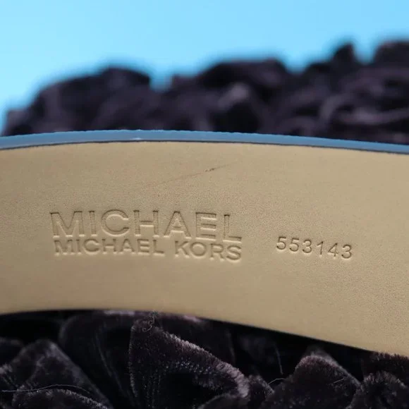 Michael Kors Vanilla Logo Signature Faux Leather Gold Buckle Belt, Size Large - Picture 10 of 14